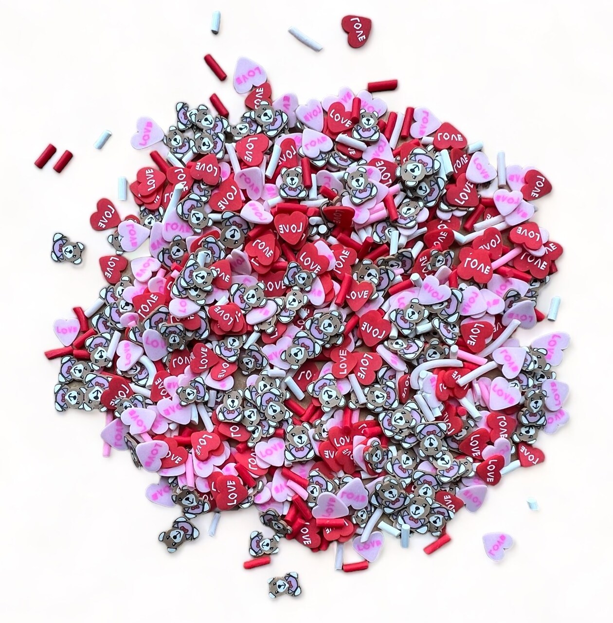 Buttons Galore Sprinkletz DIY Craft Embellishment Polymer Clay Pieces For Slime & Crafts 36 Grams - 3 Packs of Stuffed with Love